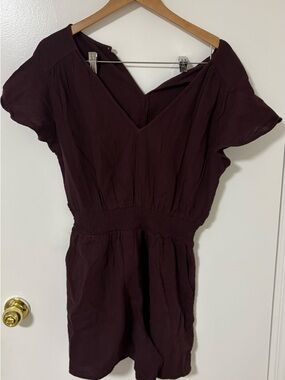 GAP Plum V-Neck Short Sleeve Romper